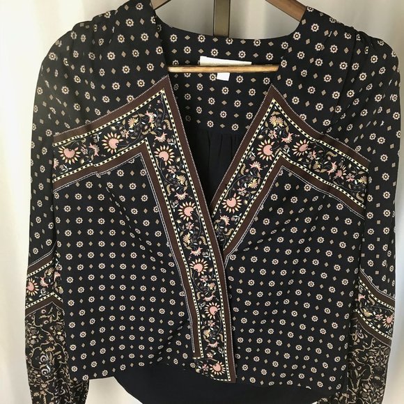 Authentic Jonathan Simkhai Scarf Print Crepe Wrap Womem Blouse tops Sz Small S - Picture 7 of 10